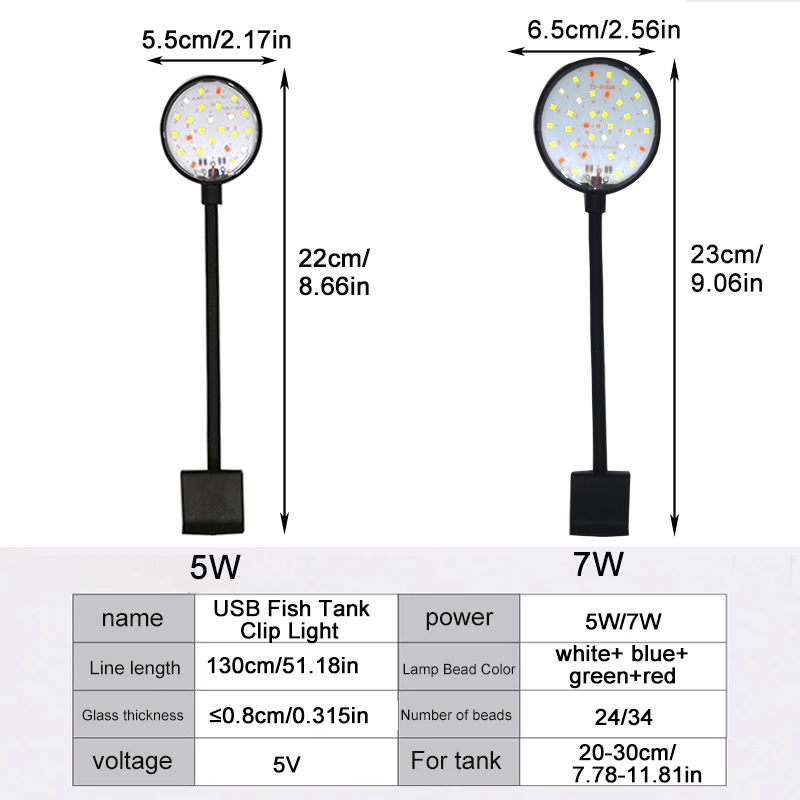 USB 수족관 LED 램프 어항 조명 장식 수생 식물  - Aquarium Marine Lights 리뷰 및 가격